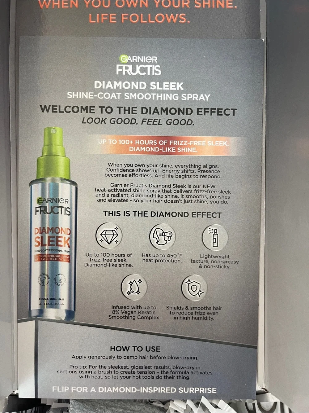 Garnier Fructis Diamond Sleek Spray — Silver with Lime Green Cap